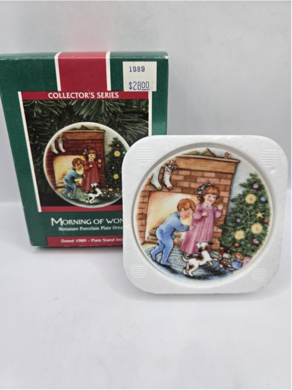 Vintage Hallmark "Morning of Wonder" Porcelain Plate Ornament 1989 W/ Stand